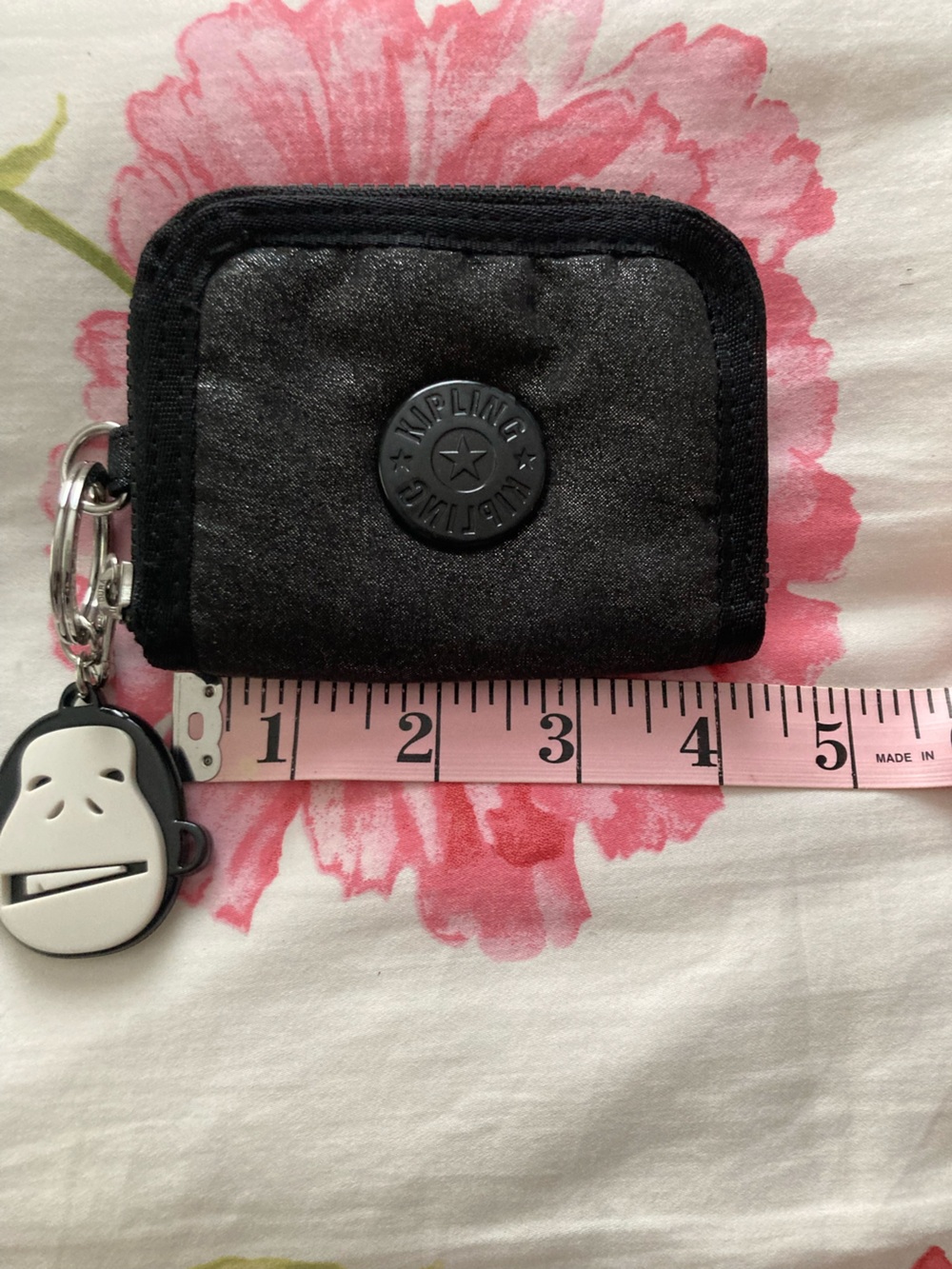 Kipling Black Key Pouch with Face Charm